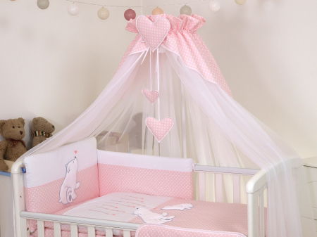Oktató játékok - AMY - Baldachin din tul, Bear Heart Roz, 600x160 cm