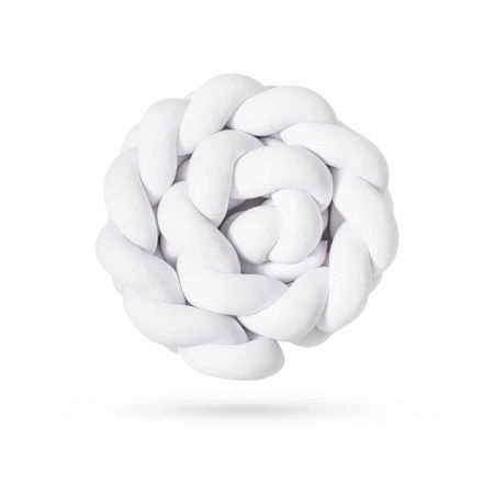 Oktató játékok - Aparatoare laterala pat Bumper impletit, Cu inchidere velcro, Bumbac Alb, 340X21 cm