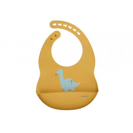 Oktató játékok - Baveta din silicon cu buzunar, ajustabila,   Party   - Dinos mustard