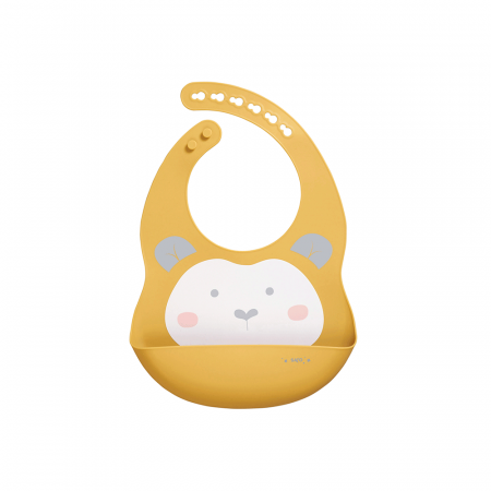 Oktató játékok - Baveta din silicon cu buzunar, ajustabila, Sweet  Fun, mustard