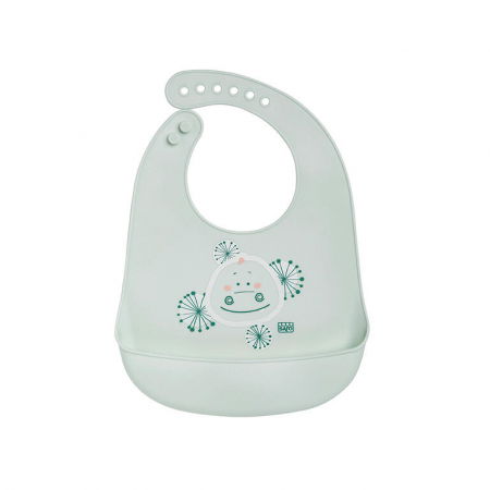 Oktató játékok - Baveta din silicon cu buzunar, ajustabila, Yum! Bib - Green crocodile