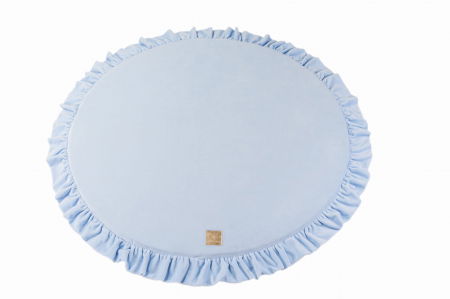 Oktató játékok - Saltea rotunda pentru joaca din spuma, Catifea Babyblue cu volanas, diametru 100 cm