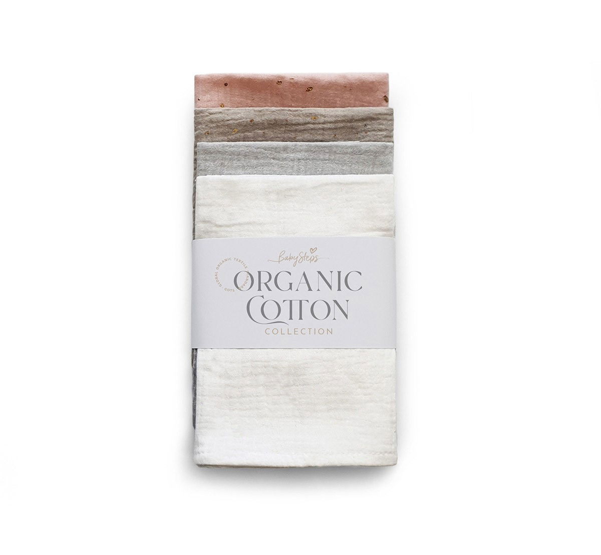 Oktató játékok - Set 4 Museline din bumbac organic 100%, Scutec multifunctional Girl, 30 x 30 cm