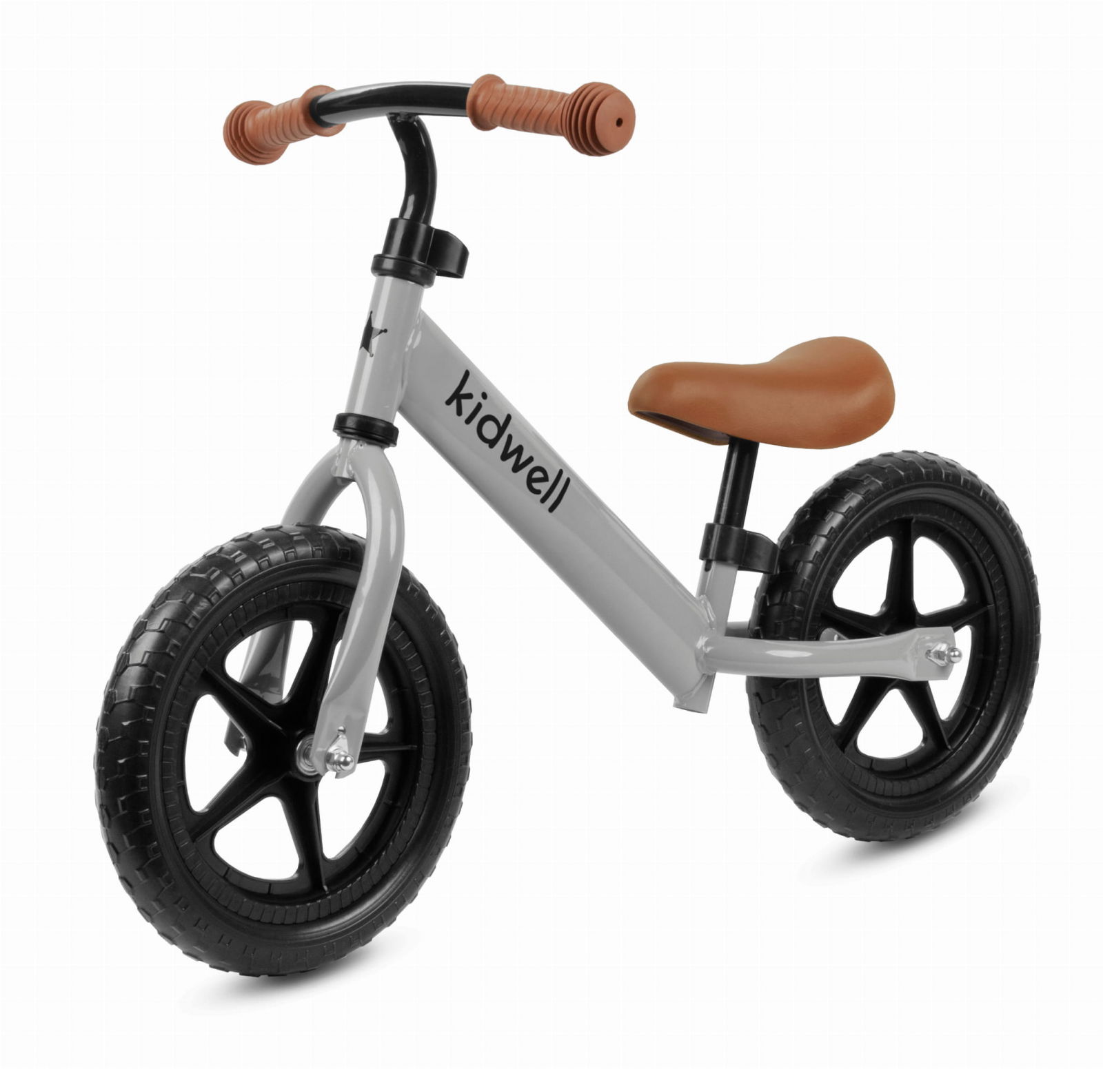 Oktató játékok - Bicicleta de echilibru fara pedale pentru copii, reglabila si roti late Eva de 12  , Rebel Gray, Kidwell