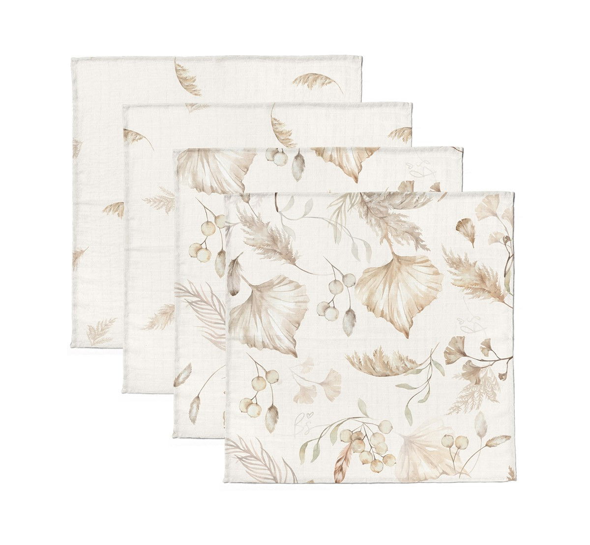 Oktató játékok - Set 4 Museline din bumbac si bambus, Scutec multifunctional Boho, 30 x 30 cm