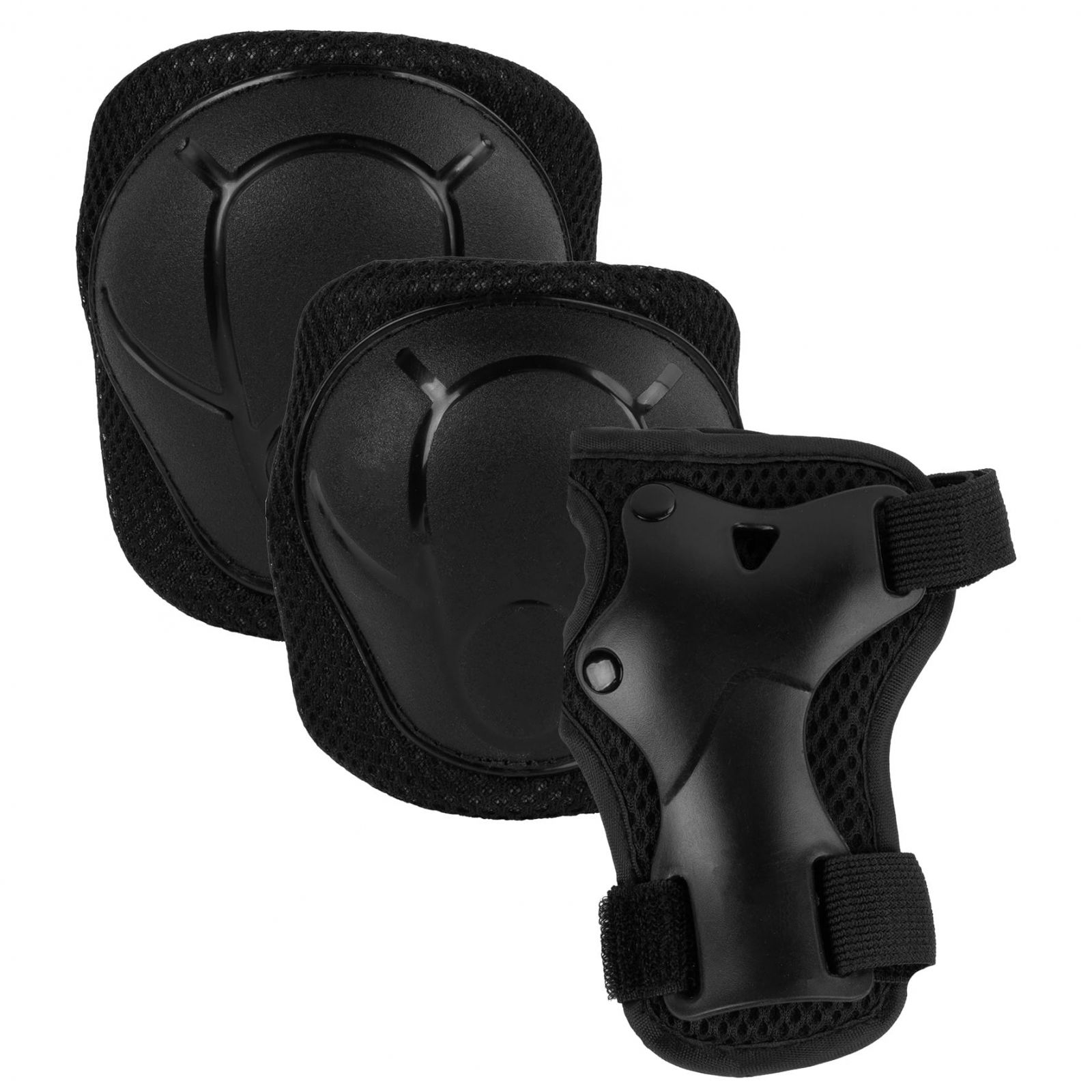 Oktató játékok - Set de protectie Kidwell Trix, genunchiere, cotiere si palme, marime M, 25-50 kg, Black