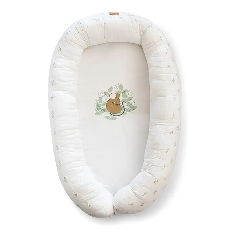 Oktató játékok - Suport de dormit Babynest 2in1 bara protectie patut Premium Bumbac, Spring Cottage Hunter Green 95x65x18 cm