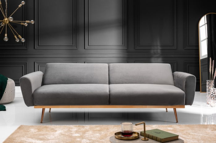 Canapea Amadeo 211x83x85 cm Rabatabila Catifea Gri [3]