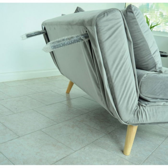 Canapea Extensibila 123x77x190 cm Catifea Light Grey [3]