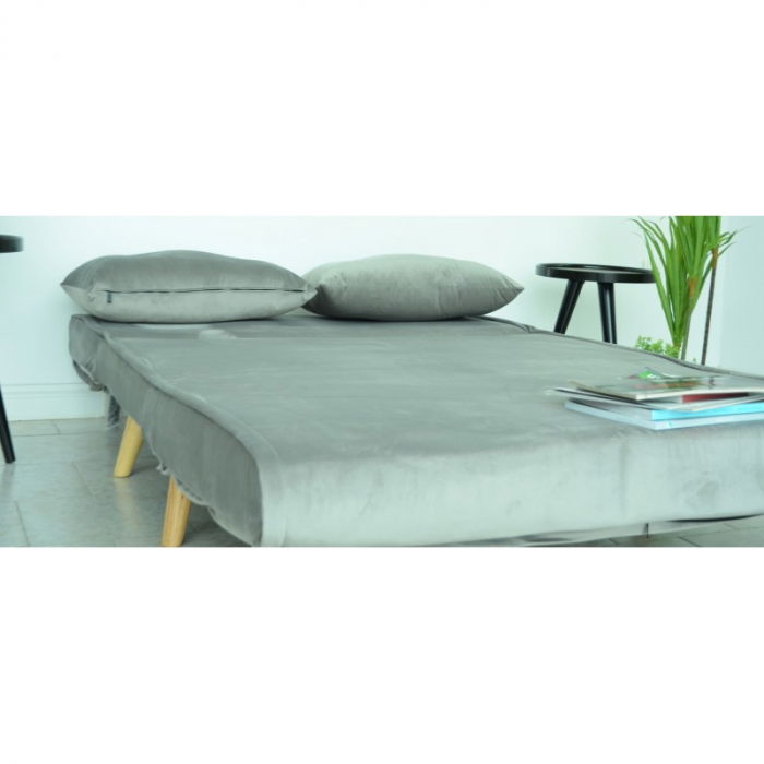 Canapea Extensibila 123x77x190 cm Catifea Light Grey [5]