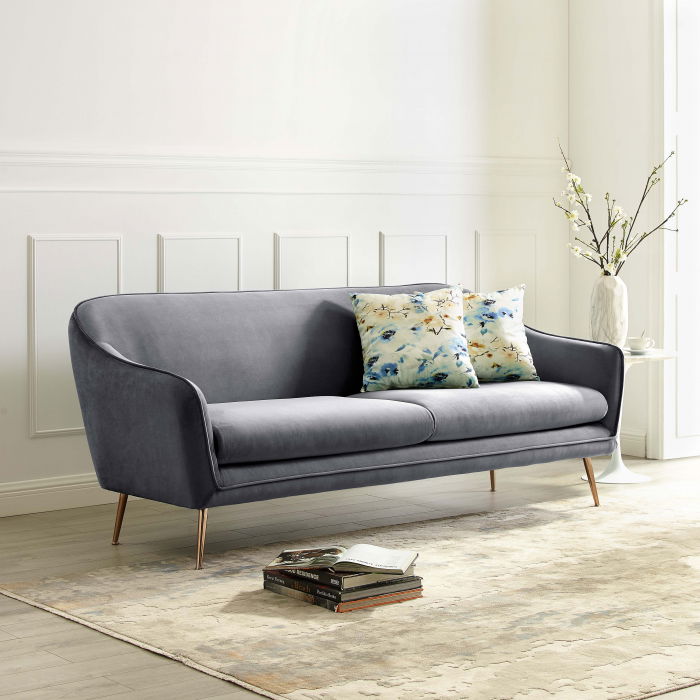 Canapea Prestige 194x83x86 cm Catifea Gri [1]