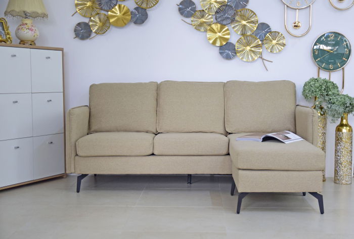 Coltar Hyperion Reversibil Stânga/Dreapta 193x86x136 cm Stofa Bej [4]