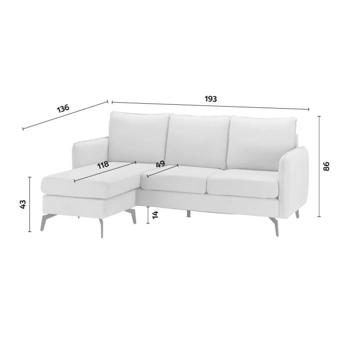 Coltar Hyperion Reversibil Stânga/Dreapta 193x86x136 cm Stofa Bej [13]