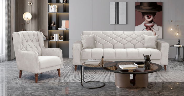 Fotoliu Tapitat Fix 72x98x80 cm Model Melissa Bej [3]