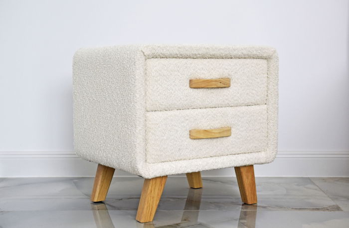 Noptiera ML-NS-2 Tapitata Stofa Teddy Nuanta Alb [2]