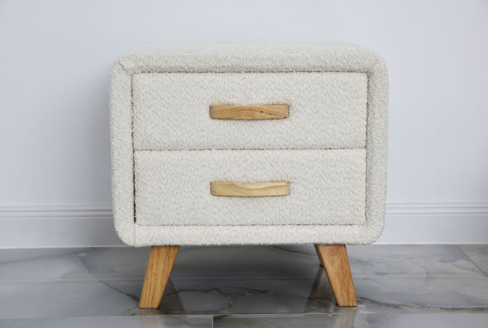 Noptiera ML-NS-2 Tapitata Stofa Teddy Nuanta Alb [1]