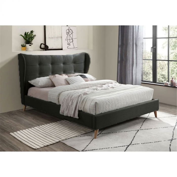 Pat Almera 180x200 cm Tapitat Catifea Gri Somiera Inclusa [2]