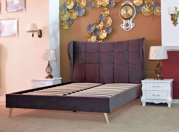 Pat Almera 180x200 cm Tapitat Catifea Gri Somiera Inclusa [1]