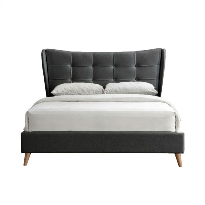 Pat Almera 180x200 cm Tapitat Catifea Gri Somiera Inclusa [3]