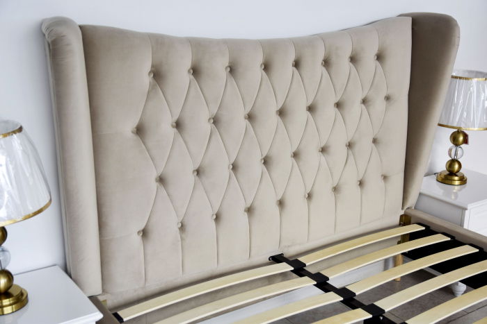 Pat Lora 160x200 cm Tapitat Catifea Bej Somiera Inclusa [4]