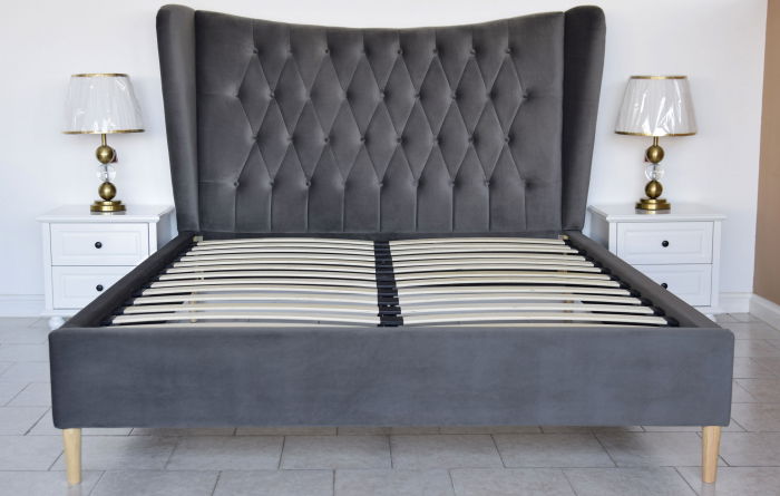 Pat Lora 180x200 cm Tapitat Catifea Gri Somiera Inclusa [8]