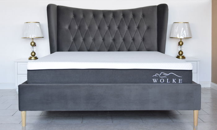 Pat Lora 180x200 cm Tapitat Catifea Gri Somiera Inclusa [5]