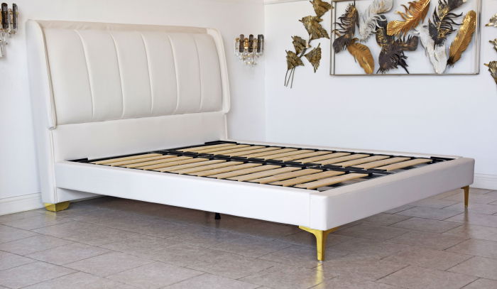 Pat Medusa 160x190 cm Tapitat Catifea Nuanta Crem Somiera Inclusa (cod 9925) [3]