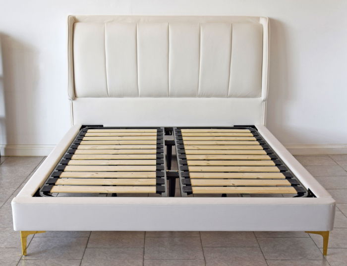 Pat Medusa 160x190 cm Tapitat Catifea Nuanta Crem Somiera Inclusa (cod 9925) [2]