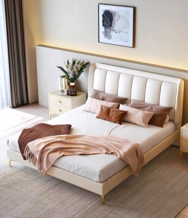 Pat Medusa 160x190 cm Tapitat Catifea Nuanta Crem Somiera Inclusa (cod 9925) [4]