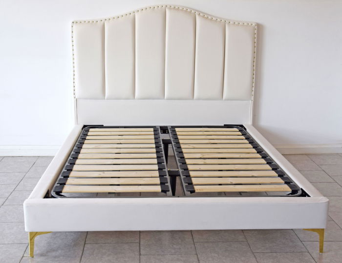 Pat Musset 140x190 cm Tapitat Catifea Nuanta Crem Somiera Inclusa (cod 6607) [5]