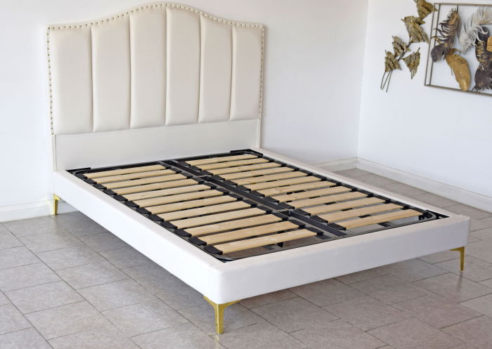 Pat Musset 140x190 cm Tapitat Catifea Nuanta Crem Somiera Inclusa (cod 6607) [4]