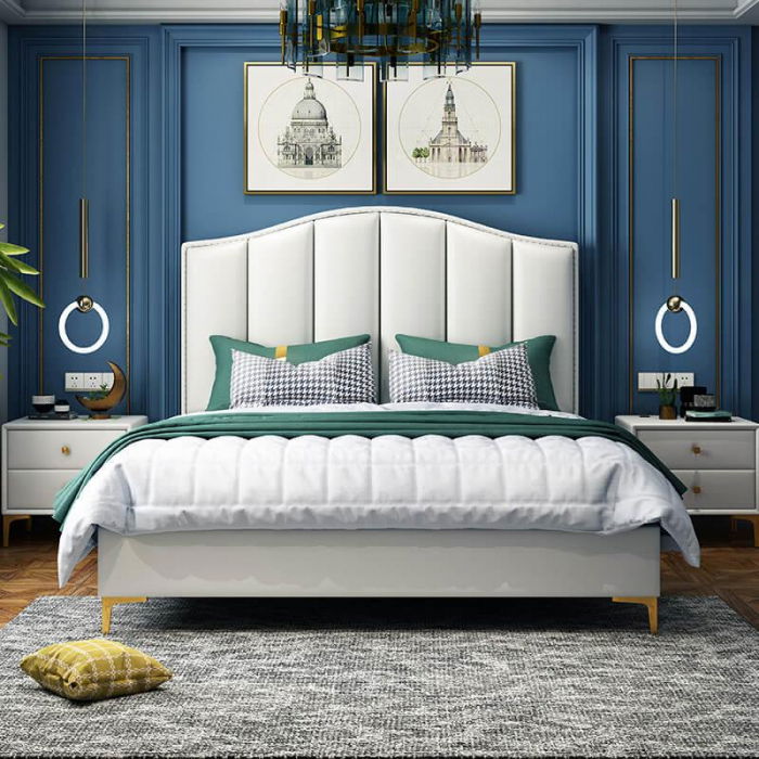 Pat Musset 140x190 cm Tapitat Catifea Nuanta Crem Somiera Inclusa (cod 6607) [2]