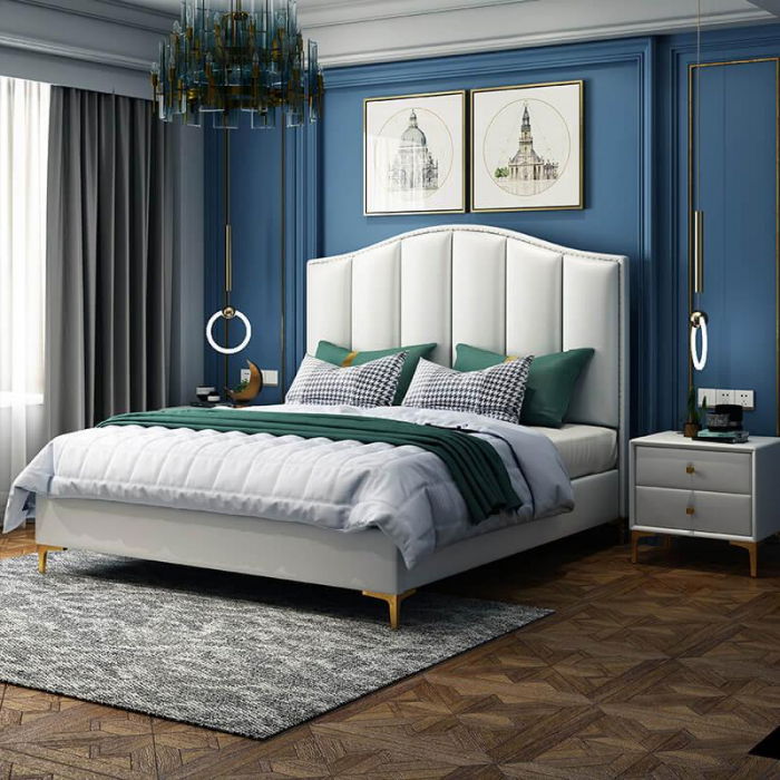 Pat Musset 140x190 cm Tapitat Catifea Nuanta Crem Somiera Inclusa (cod 6607) [1]