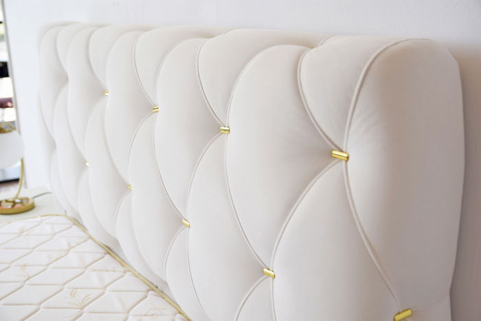 Pat Myra 140x190 cm Tapitat Catifea Nuanta Crem Somiera Inclusa (cod RC80) [5]