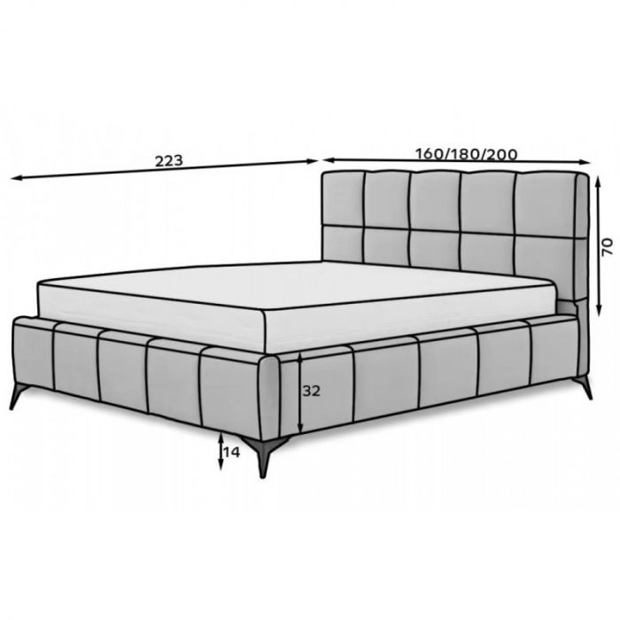 Pat Rubik 160x200 cm Tapitat Catifea Albastru Somiera Inclusa [3]