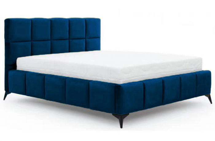 Pat Rubik 160x200 cm Tapitat Catifea Albastru Somiera Inclusa [2]