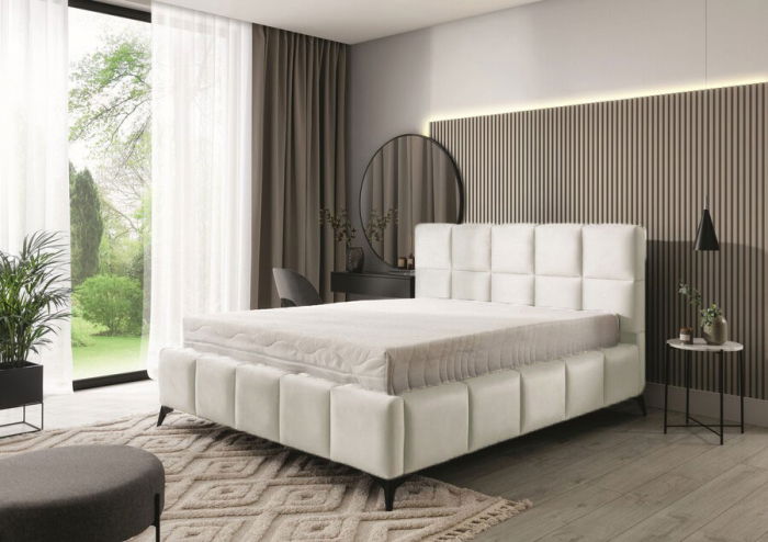 Pat Rubik 160x200 cm Tapitat Catifea Crem Somiera Inclusa ( COD ML 2223-HLR-01) [2]