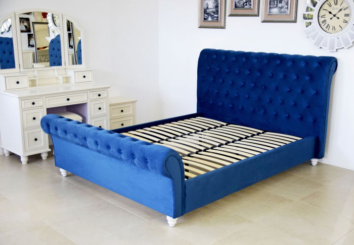 Pat Silver 180x200 cm Tapitat Catifea Albastru [6]