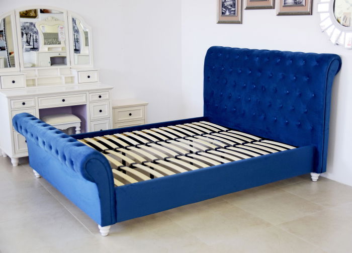 Pat Silver 180x200 cm Tapitat Catifea Albastru [7]