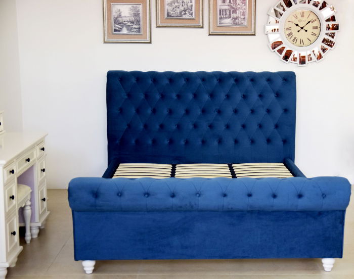 Pat Silver 180x200 cm Tapitat Catifea Albastru [8]