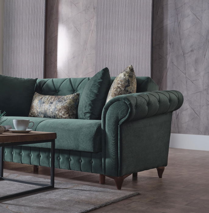 Set 3+2+1 Ibiza Lada Depozitare Tapitat Catifea Verde [9]