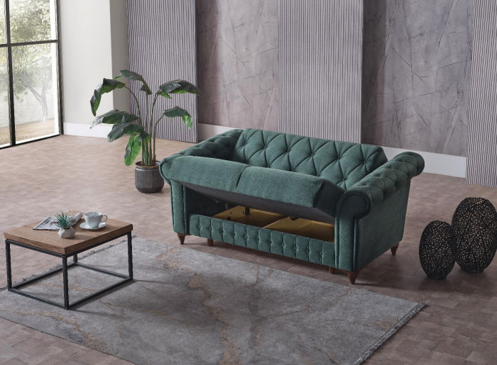 Set 3+2+1 Ibiza Lada Depozitare Tapitat Catifea Verde [6]