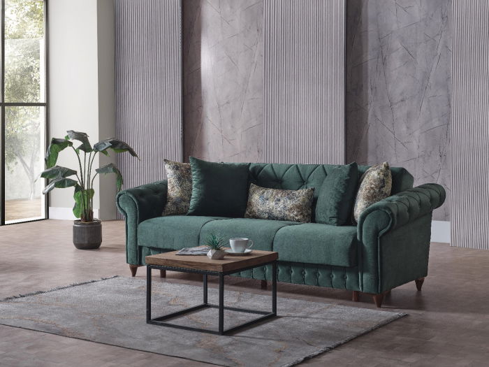 Set 3+2+1 Ibiza Lada Depozitare Tapitat Catifea Verde [2]