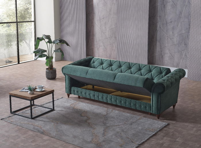 Set 3+2+1 Ibiza Lada Depozitare Tapitat Catifea Verde [3]