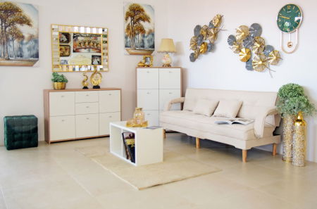 Canapea Clara 200x78x62 cm Rabatabila Stofa Crem [2]