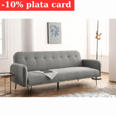 Canapea Every-Day 200x80x76 Rabatabila Catifea Light Grey