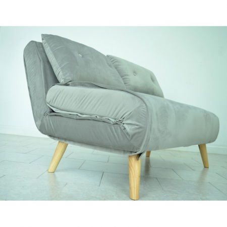 Canapea Extensibila 123x77x190 cm Catifea Light Grey [1]