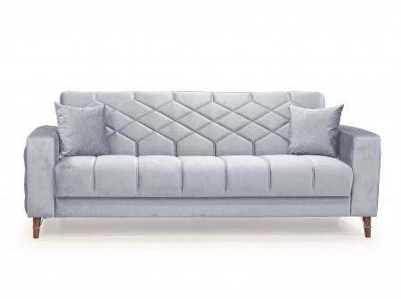 Produse - Canapea Melissa cu Lada Depozitare 3 locuri Tapiterie Catifea Gri Deschis