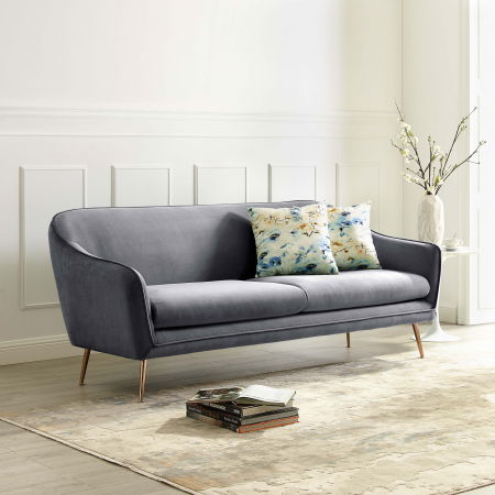 Canapea Prestige 194x83x86 cm Catifea Gri [0]