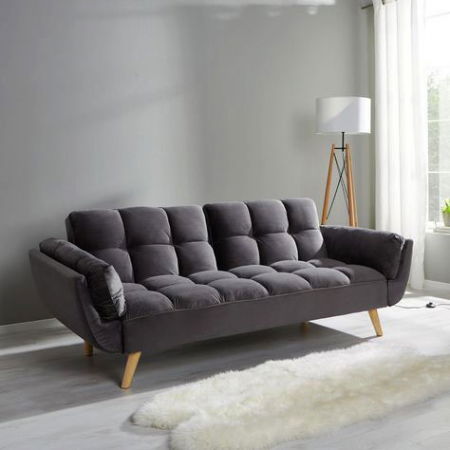 Produse - Canapea Rubik 213x77x81 cm Tapiterie Catifea Gri Închis